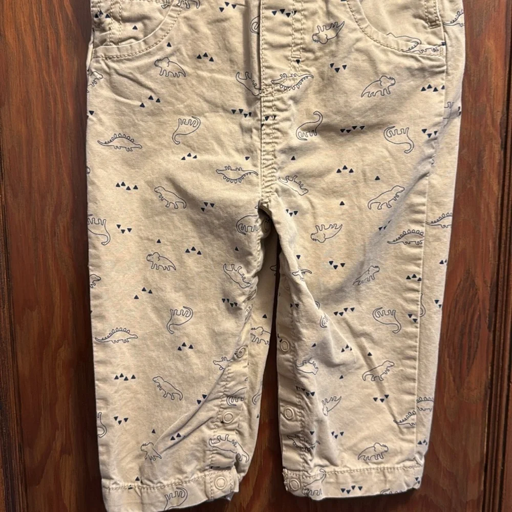 Carter’s Tan Dinosaur Overalls
